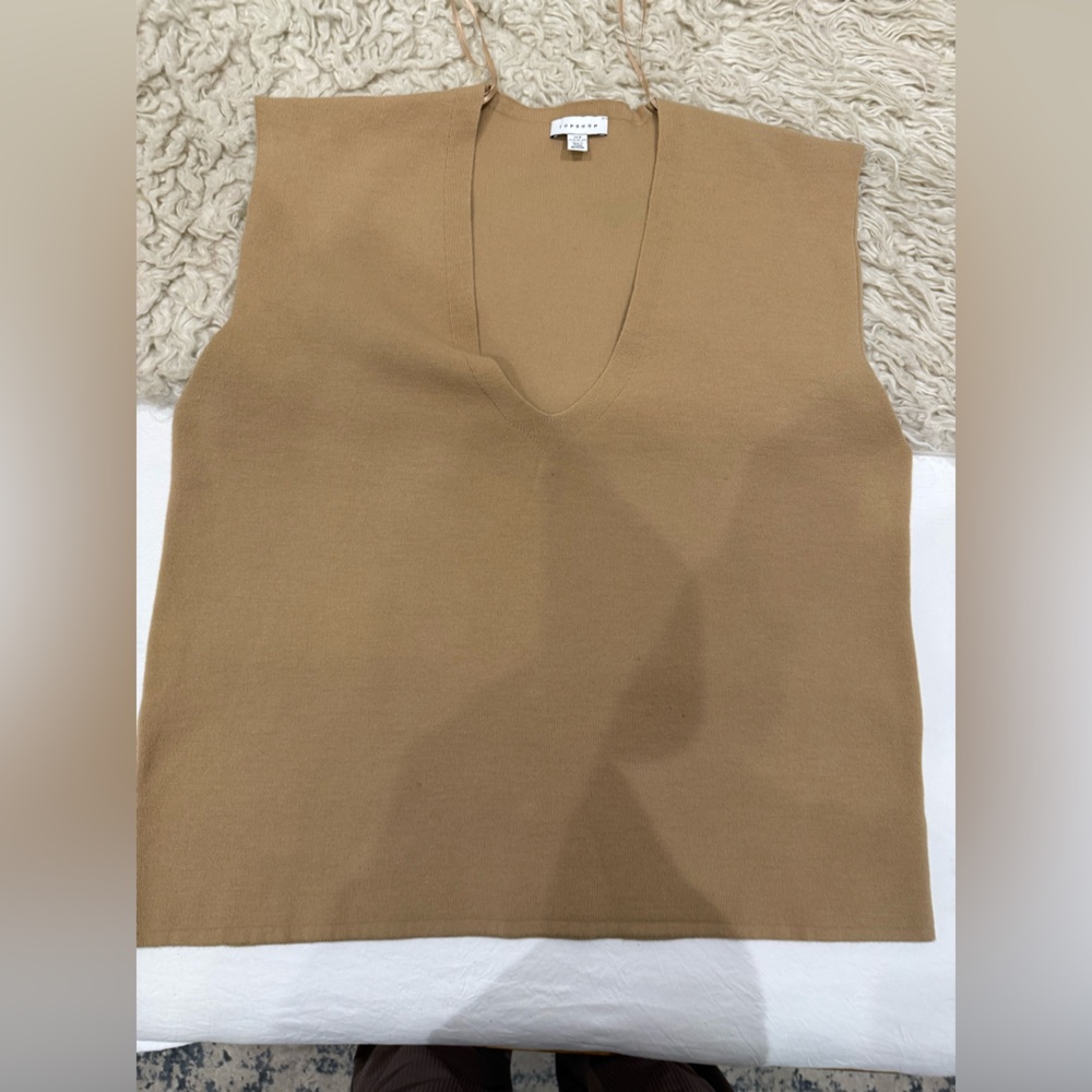 Tan Sleeveless Sweater Vest